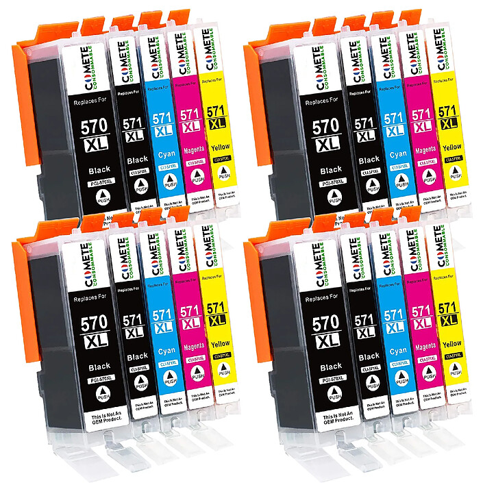 COMETE - Marque française - 570XL 571XL - 20 Cartouches Compatibles 570 XL 571 XL pour Canon PIXMA