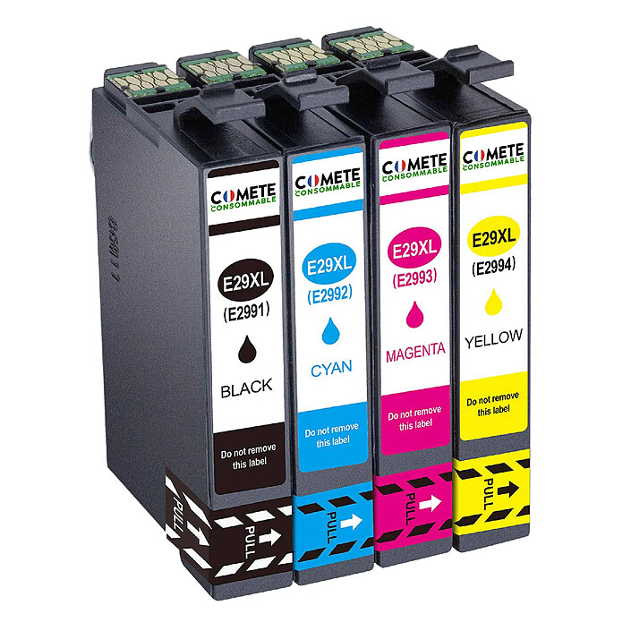 COMETE, Entreprise française - 29XL - Pack de 4 Cartouches 29XL compatibles Epson 29 XL - Noir et Couleur
