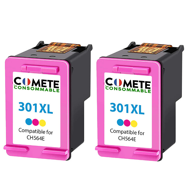 COMETE - Marque française - HP 301XL - 2 Cartouches compatibles HP 301XL - 2 Couleur