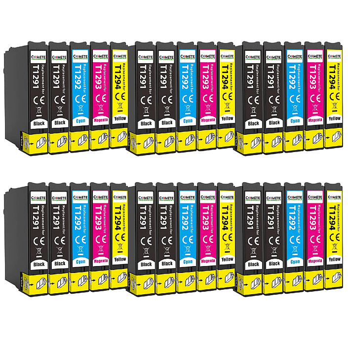 COMETE - T129XL - 30 Cartouches compatibles Epson T129XL - Noir et Couleur - Marque française