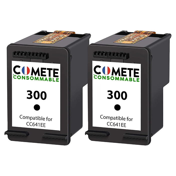 COMETE - HP 300 - 2 Cartouches compatibles HP 300 - Noir - Marque française