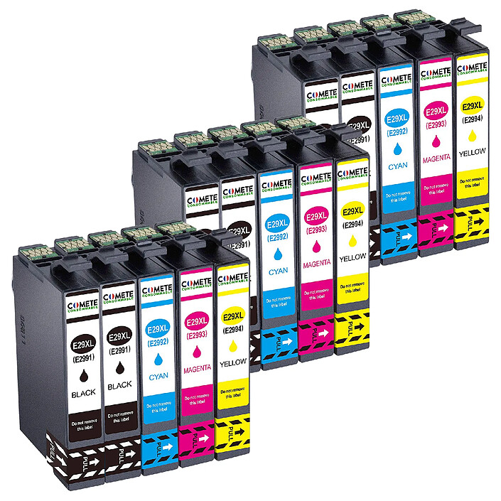 COMETE, Entreprise française - 29XL - Pack de 15 Cartouches 29XL compatibles Epson 29 XL - Noir et Couleur