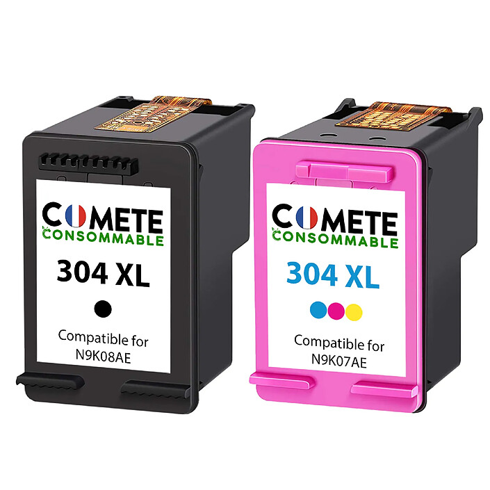 COMETE - Marque Française - HP 304XL - 2 Cartouches compatibles HP 304XL - 1 Noir + 1 Couleur