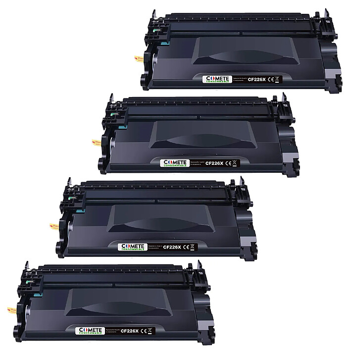 COMETE - 26A - 4 Toners compatibles pour HP 26A CF226X - 4 Noir - Marque Française
