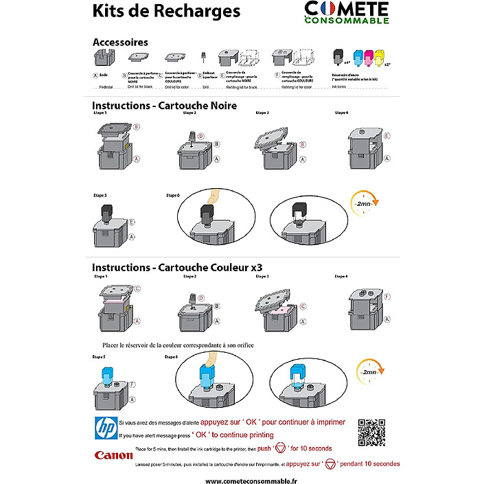 Avis 1 Kit de recharge compatible HP 62 XL 62XL Couleur