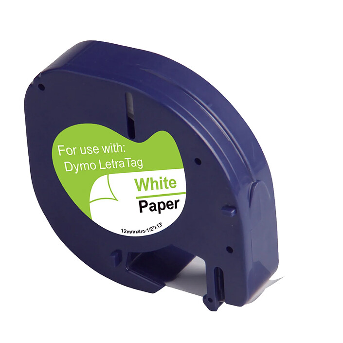 COMETE - 91200 - 1 Ruban 91200 S0721510 Compatible pour Etiqueteuses DYMO LetraTag - 12mm x 4m Noir sur Blanc