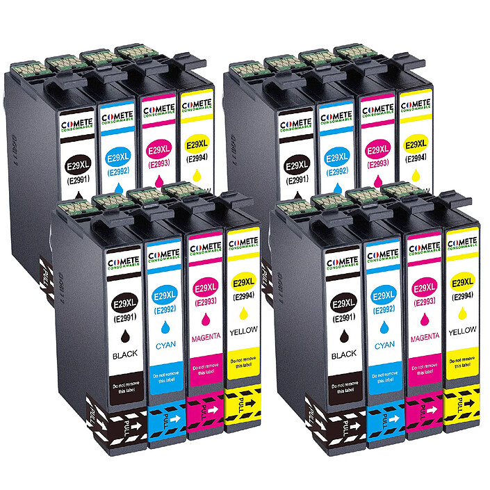 COMETE, Entreprise française - 29XL - Pack de 16 Cartouches 29XL compatibles Epson 29 XL - Noir et Couleur