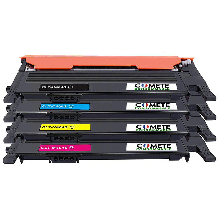 COMETE - Marque Française -404S -  4 Toners Compatibles avec Samsung CLT-404S CLT404S 404S 404C - Noir/Couleur