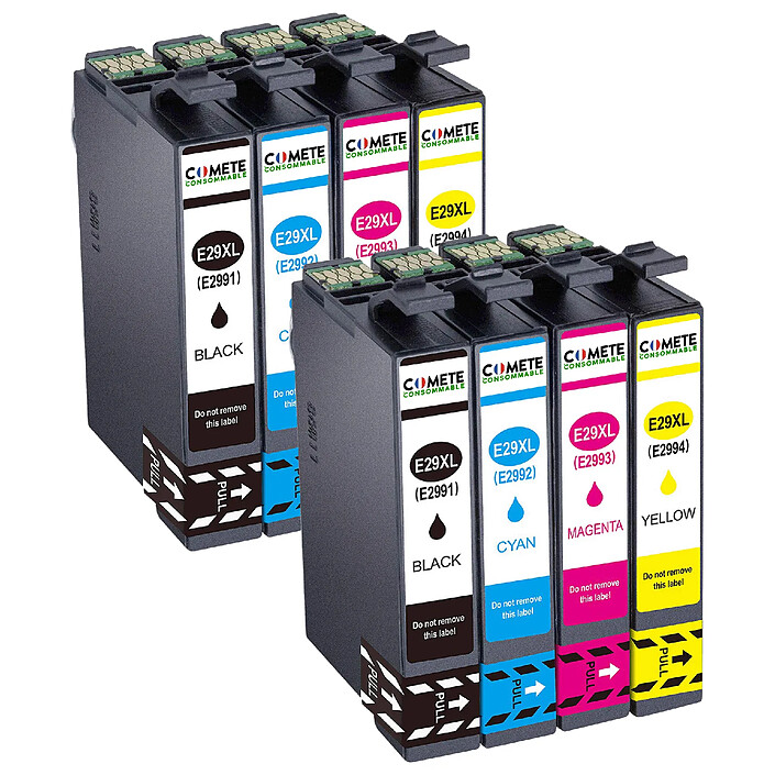 COMETE, Entreprise française - 29XL - Pack de 8 Cartouches 29XL compatibles Epson 29XL - Noir et Couleur