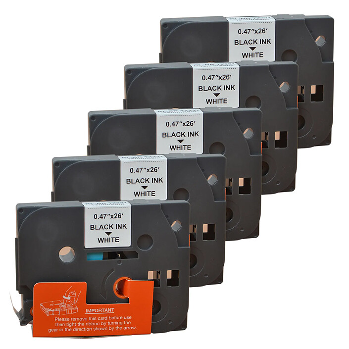 COMETE - Tze241 - 5 Ruban Etiqueteuse Compatible TZe241 TZe-241 pour Brother P Touch - 18mm x 8m Noir sur Blanc