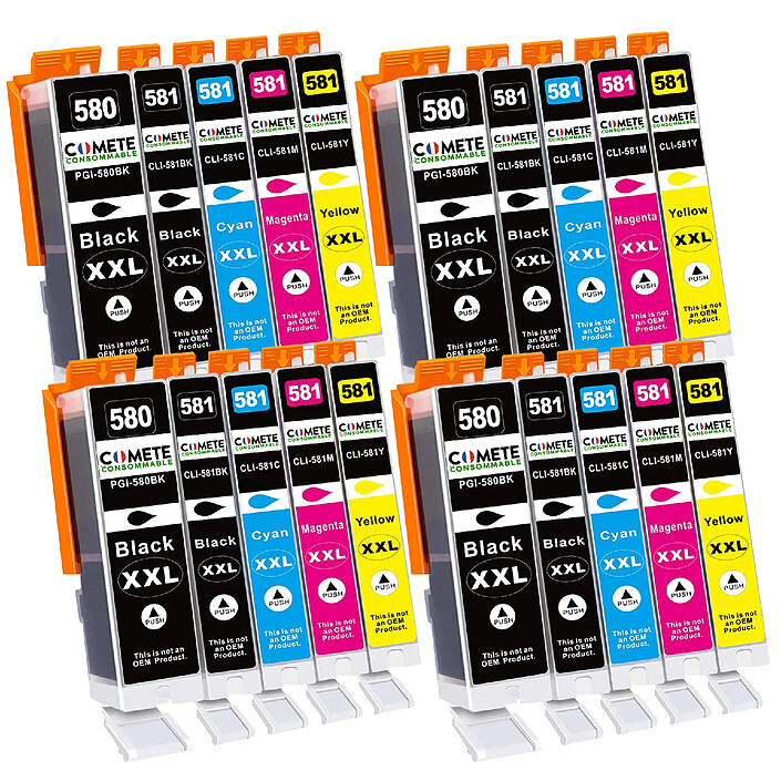 COMETE - Marque Française - 580XL 581XL - 20 Cartouches Compatibles 580XL 581XL pour Canon PIXMA