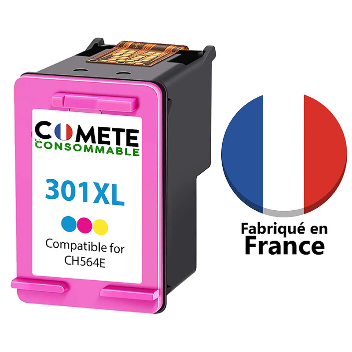 COMETE - 1 cartouche Made in France compatible pour HP 301 XL 301XL - 1 Couleur