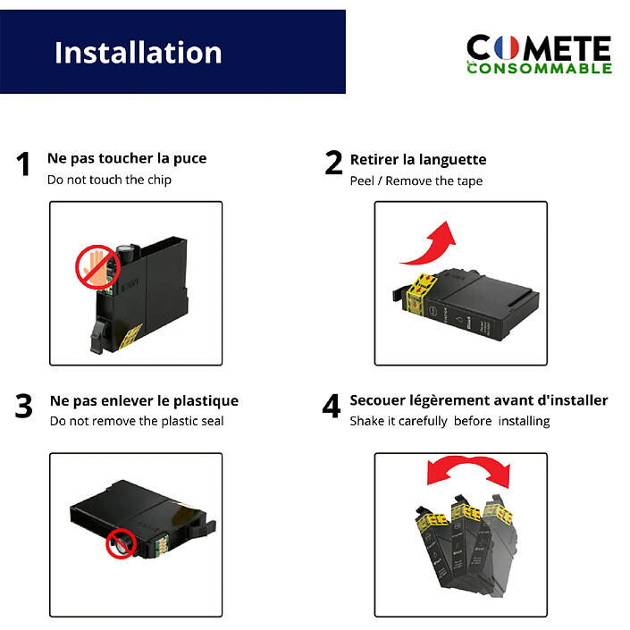 COMETE, Entreprise française - 604XL - Pack de 4 Cartouches Compatibles Epson pas cher