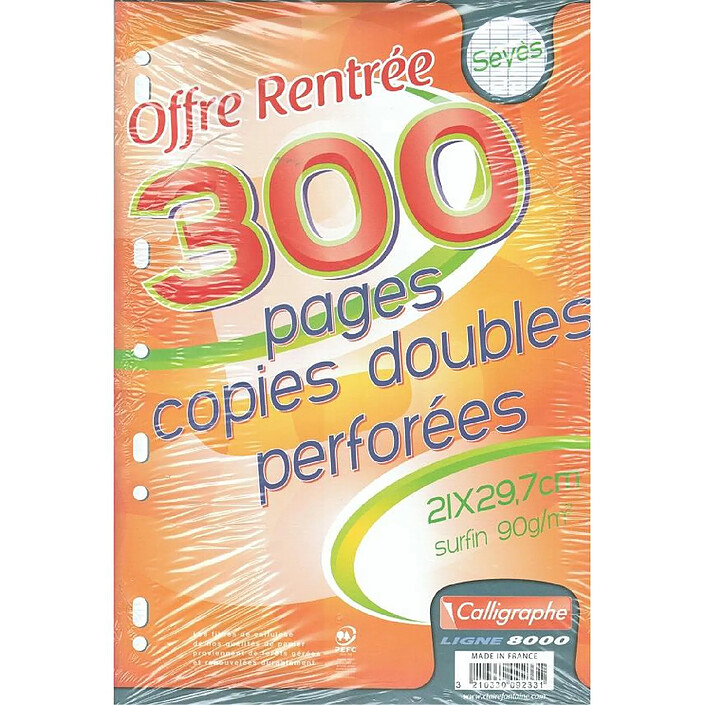 CALLIGRAPHE Copies doubles perforées s/film 21x29,7 300p séyès 90g
