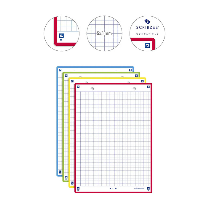 Acheter OXFORD Paquet de 32 Fiches Bristol revision 2.0 Perforées 148x210 mm A5 Q5/5 coloris assortis