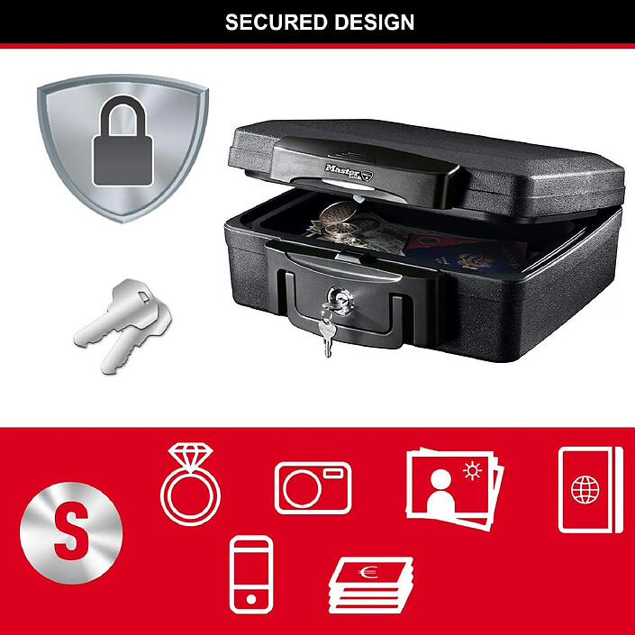 MASTER LOCK malette de sécurité / coffre fort - anti feu et étanche - format s - 4,9l H0100EURHRO pas cher