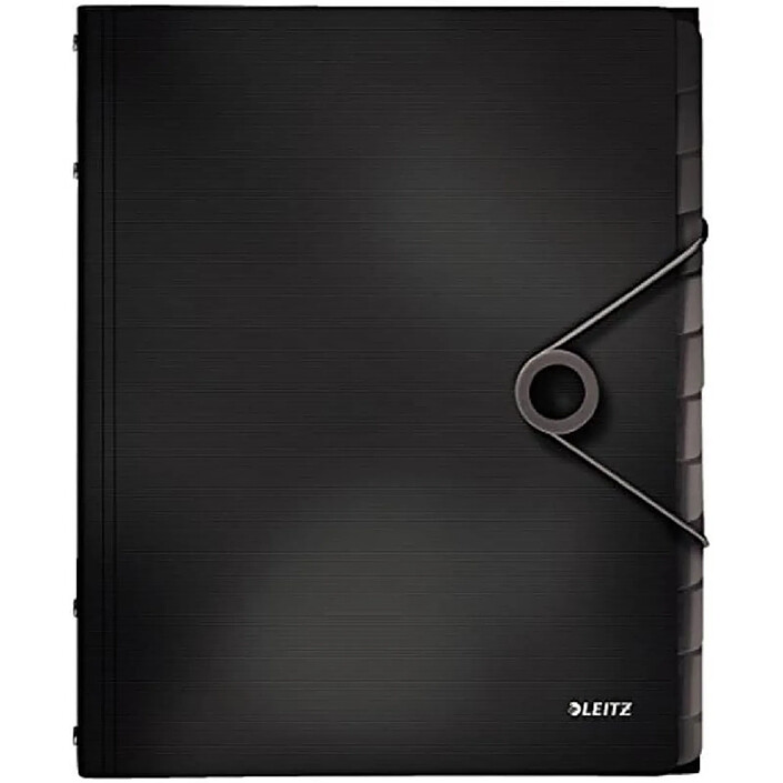 LEITZ Trieur Solid A4 PP 12 compartiments avec 3 Rabats et Elastique Noir