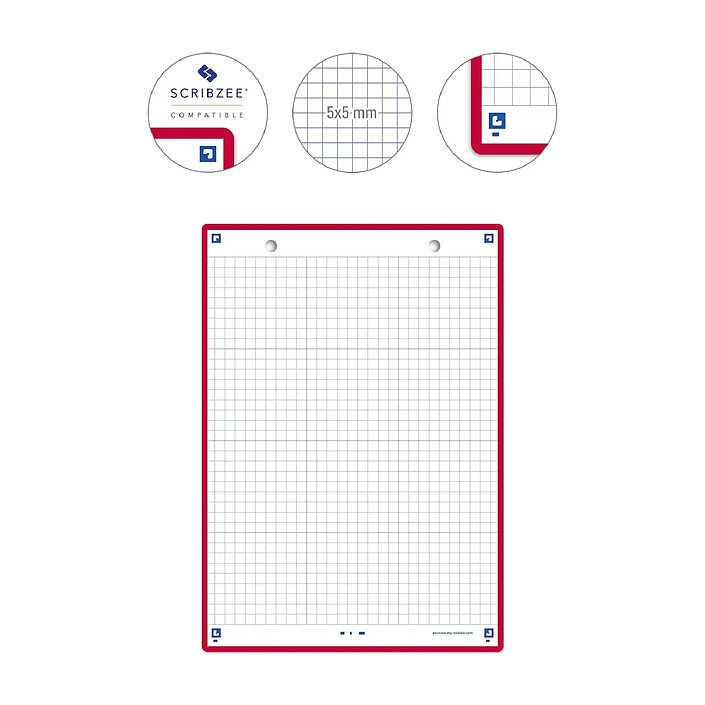 Acheter OXFORD Paquet de 32 Fiches Bristol revision 2.0 Perforées 148x210 mm A5 Q5/5 rouge