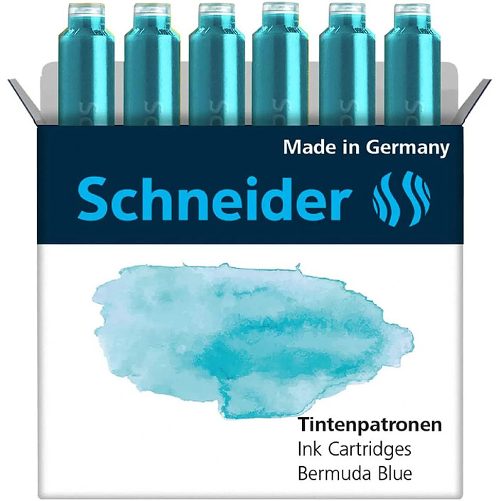 SCHNEIDER Etui de 6 Cartouches d'encre pour Stylo plume pastel Bleu des Bermudes x 10