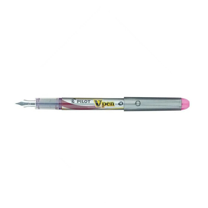 PILOT Stylo plume Jetable V-Pen SILVER Pointe Moyenne Rose x 12