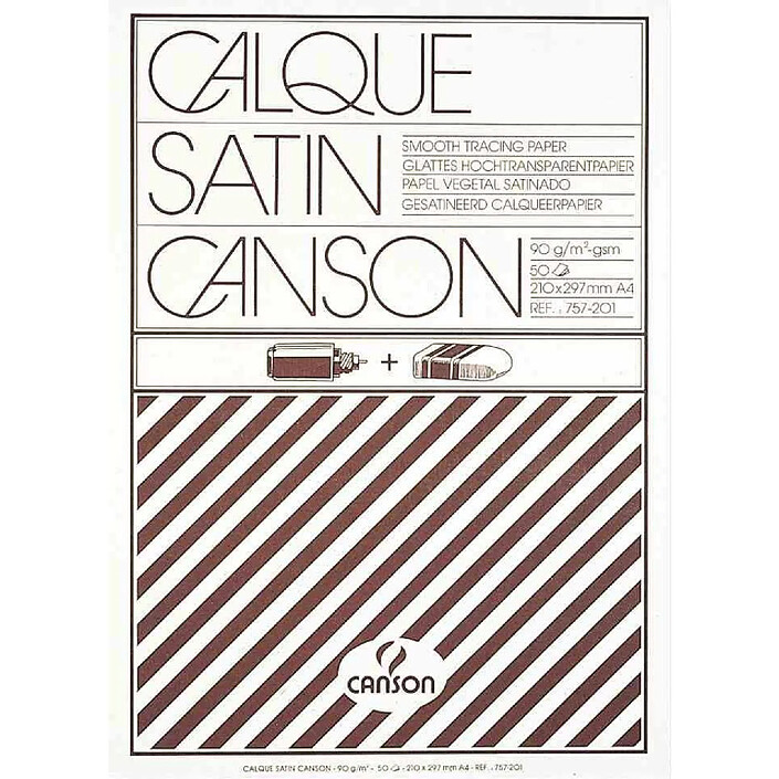 CANSON Bloc papier calque satin lisse, 90 g/m2, 50 feuilles