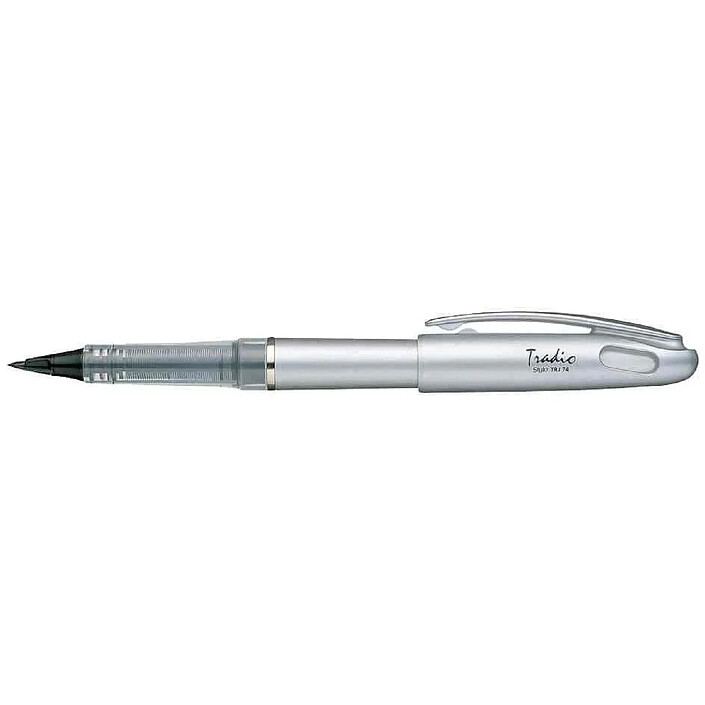 PENTEL Feutre plume Tradio TRJ74 corps gris Alu encre Noire