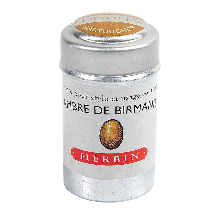 HERBIN Boîte de 6 cartouches d'encre standard Ambre de birmanie x 6