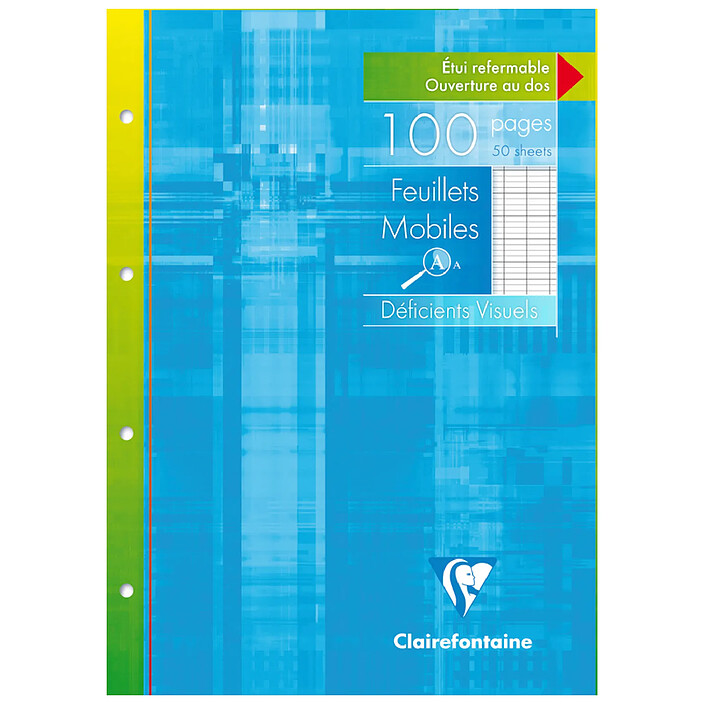 CLAIREFONTAINE Feuillets mobiles perforés déficients visuels 21x29,7 100p séyès noir 2,5mm 10/10