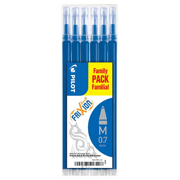 PILOT Set de 6 Recharges FRIXION BALL BLS-FR7 Bleu