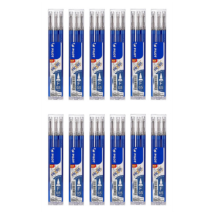 PILOT Set de 3 Recharges friXion Point et Clicker (BLS-FRP5) pointe fine Bleu x 12