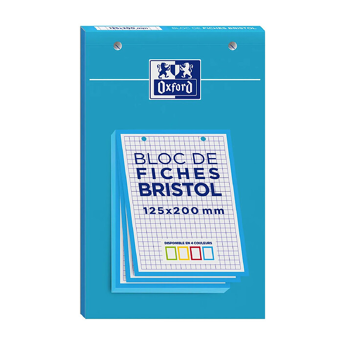 OXFORD Bloc de 30 fiches bristol 125X200 perforées Q5/5 bleu