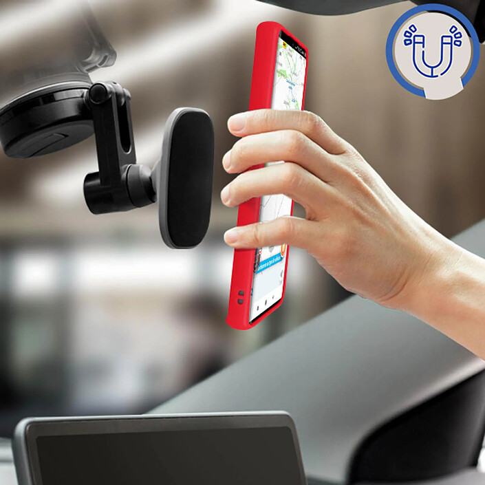 Acheter Coque pour Samsung S23 Ultra Bi-matière Bague Métallique Support Vidéo Rouge
