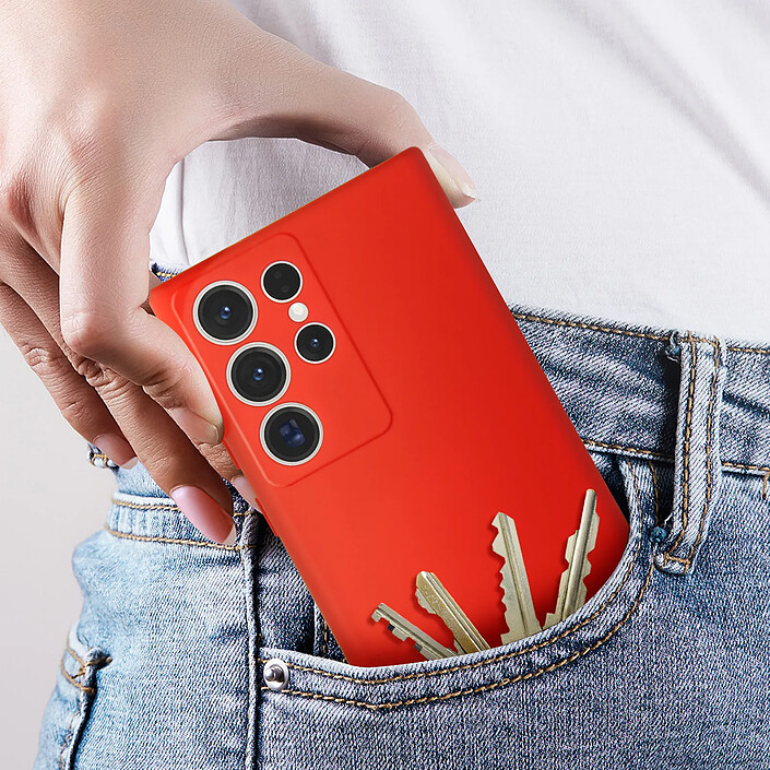 Avizar Coque pour Samsung Galaxy S23 Ultra Semi-rigide Soft-touch Fine Fast Cover Rouge pas cher