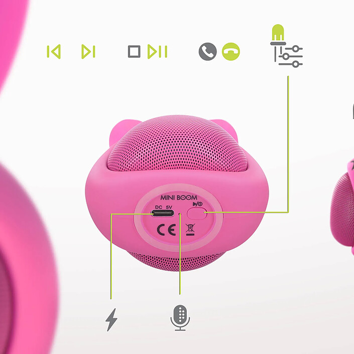 Acheter Moxie Enceinte Bluetooth 3W Autonomie 3h Design Lapin Lumineux Rose