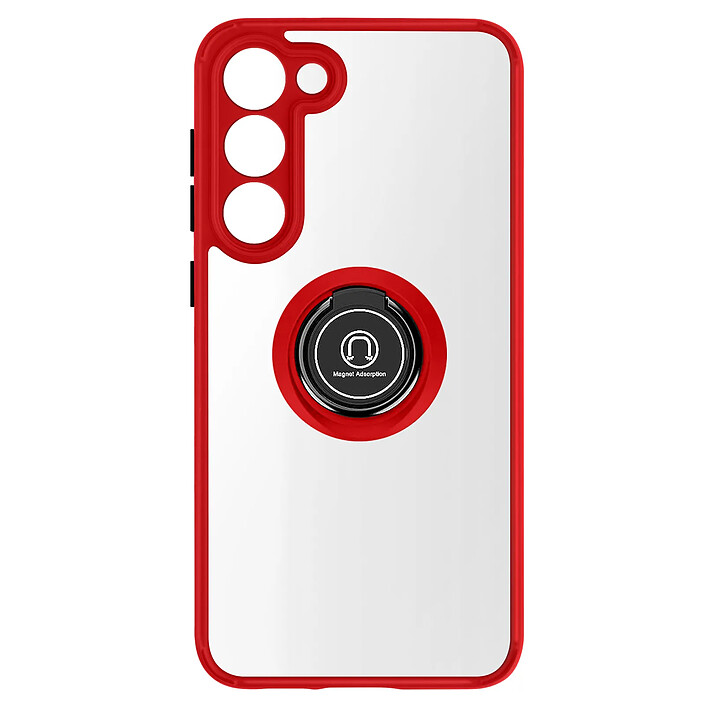 Avizar Coque pour Samsung S23 Plus Bi-matière Bague Métallique Support Vidéo Rouge