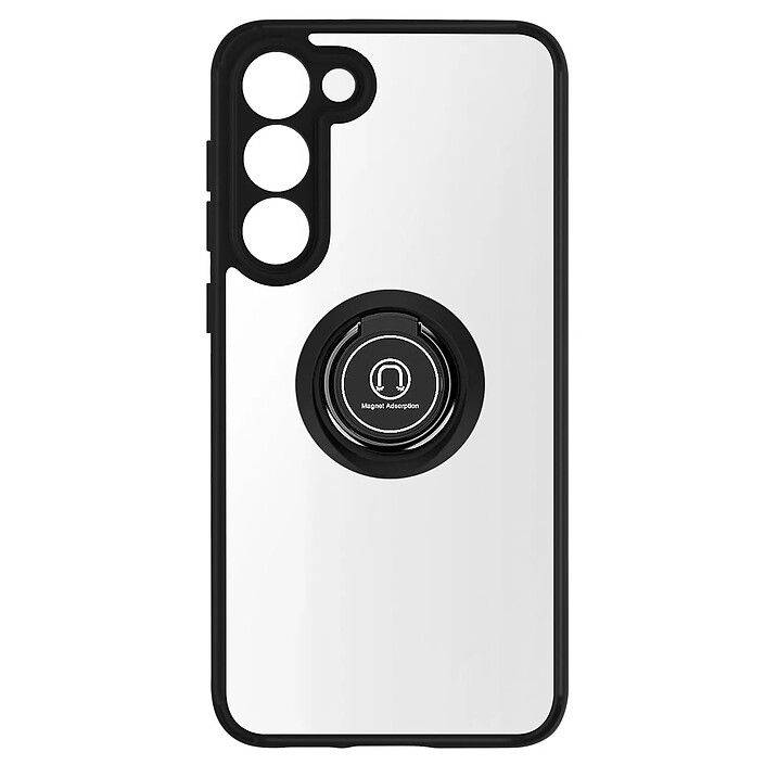 Avizar Coque pour Samsung S23 Plus Bi-matière Bague Métallique Support Vidéo Noir