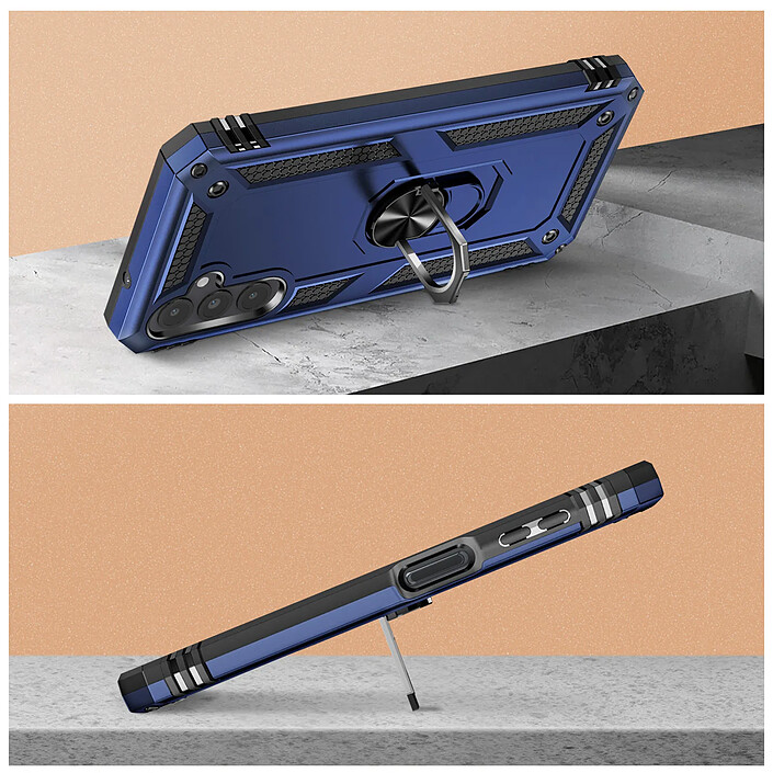 Avis Avizar Coque pour Samsung Galaxy A14 4G et 5G Bague Magnétique Série ArmoRing Bleu