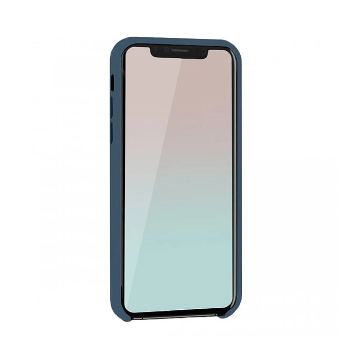 Evetane Coque iPhone 11 Silicone liquide Bleu Marine + 2 Vitres en Verre trempé Protection écran Antichocs pas cher