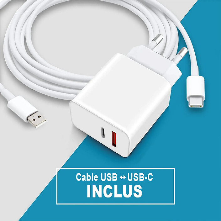 Avis Evetane Chargeur Samsung Galaxy A21S ultra rapide Double Port 20 W fourni avec Cable USB-C