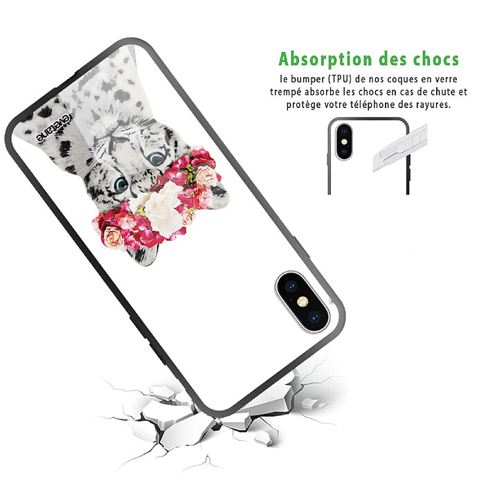 Avis Evetane Coque en verre trempé iPhone Xs Max Leopard Couronne .