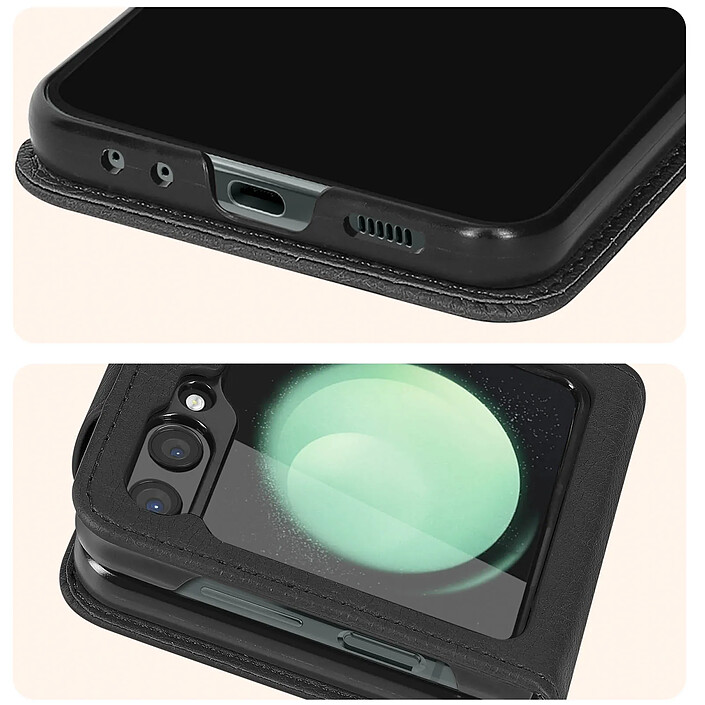 Avis Avizar Étui Clapet pour Galaxy Z Flip 5 avec Languette Magnétique Chesterfield Grainé Noir