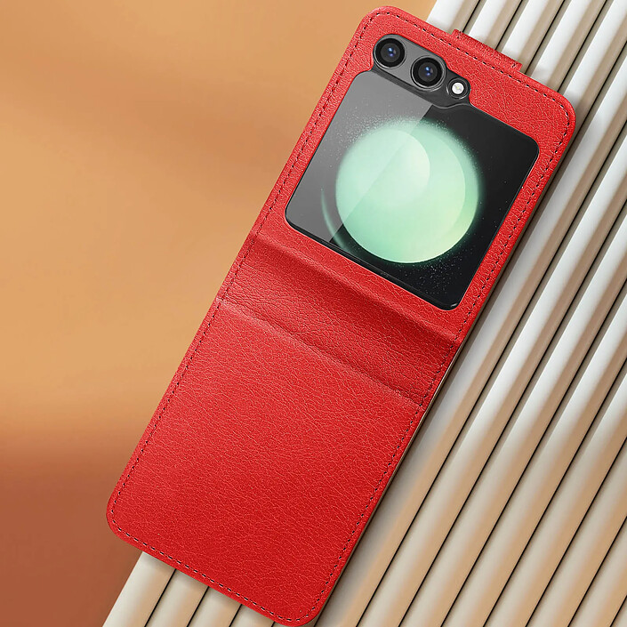 Avizar Coque Clapet pour Samsung Galaxy Z Flip 5 Languette Magnétique Chesterfield Rouge pas cher