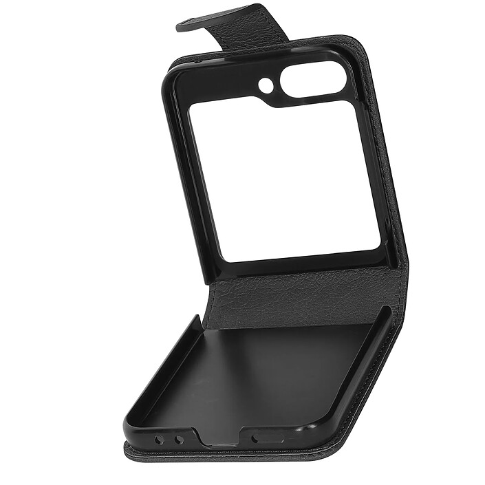 Avizar Étui Clapet pour Galaxy Z Flip 5 avec Languette Magnétique Chesterfield Grainé Noir