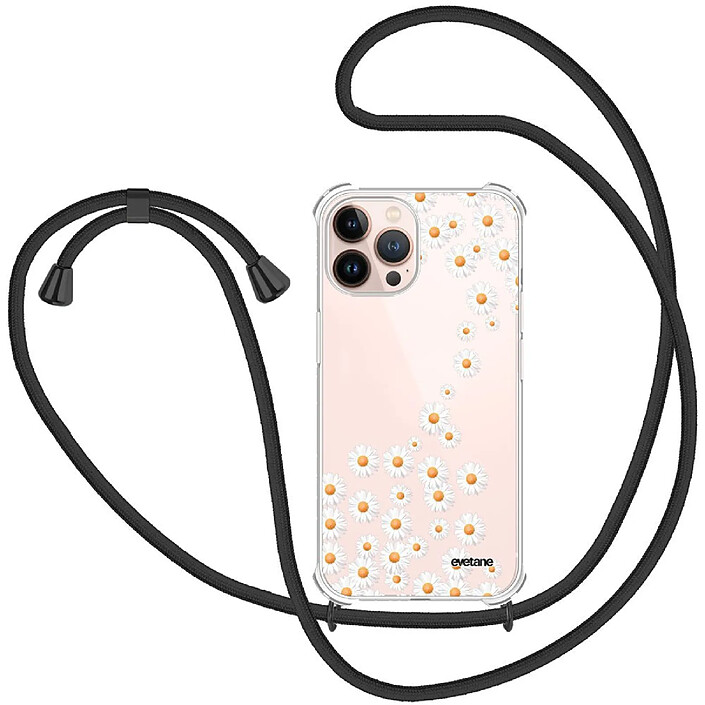 Evetane Coque cordon iPhone 13 Pro Dessin Marguerite