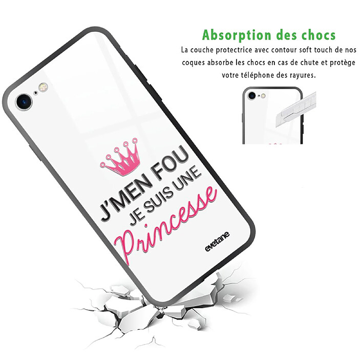 Avis Evetane Coque iPhone 7/8/ iPhone SE 2020/ 2022 Coque Soft Touch Glossy Je suis une princesse Design