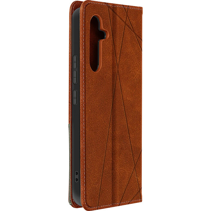 Avizar Étui pour Samsung Galaxy A54 5G Portefeuille Motif prisme Collection Geo Marron