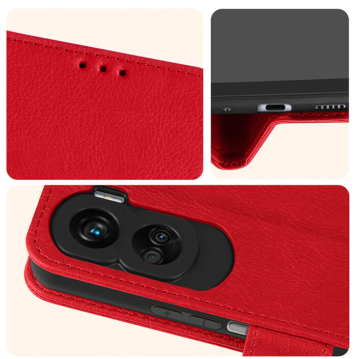 Acheter Avizar Étui pour Honor 90 Lite Portefeuille Fonction Support Vidéo Rouge