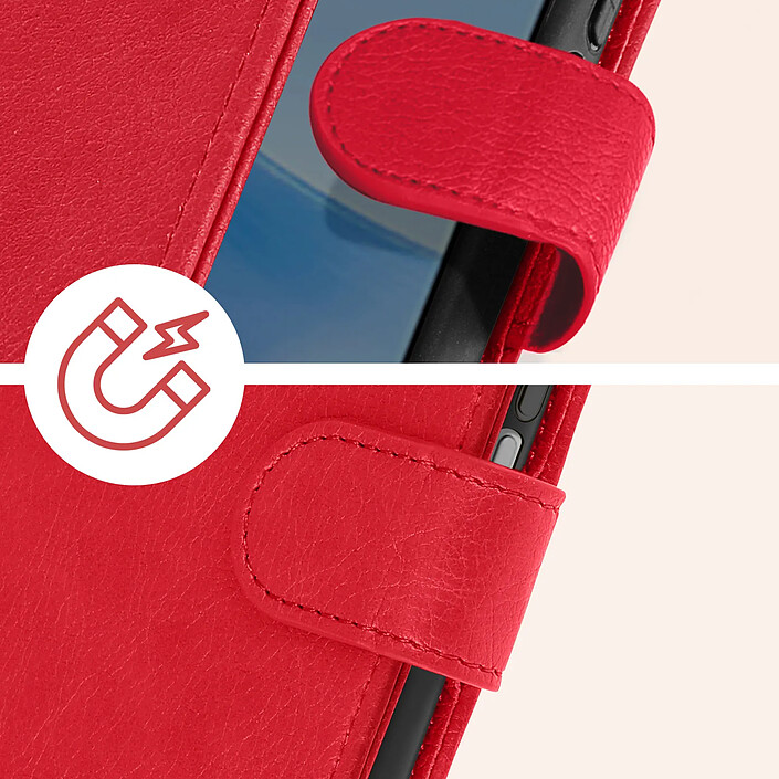 Avizar Étui pour Honor 90 Lite Portefeuille Fonction Support Vidéo Rouge pas cher