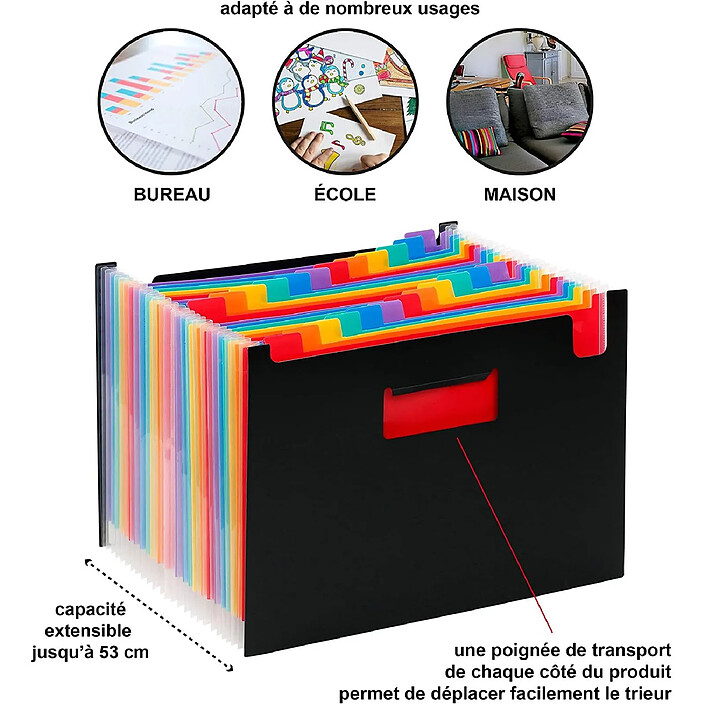 Avis VIQUEL Trieur Seatcase Rainbow 24 compartiments, en polypro 7/10e, 2 poignées, noir