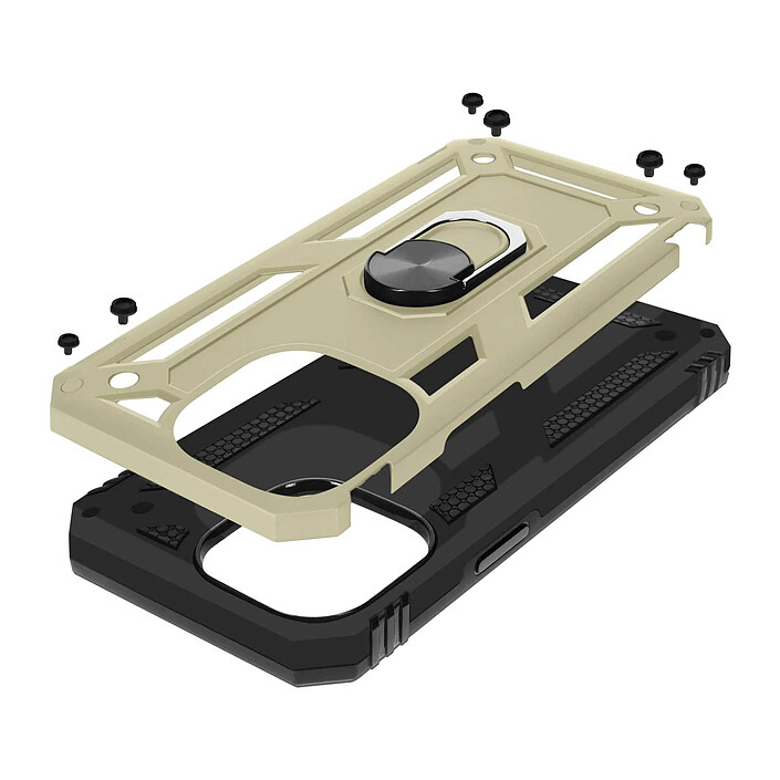 Avizar Coque pour iPhone 15 Pro Max Hybride Bague Magnétique Série ArmoRing Or pas cher